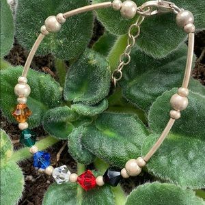 Sterling silver and crystal rainbow necklace